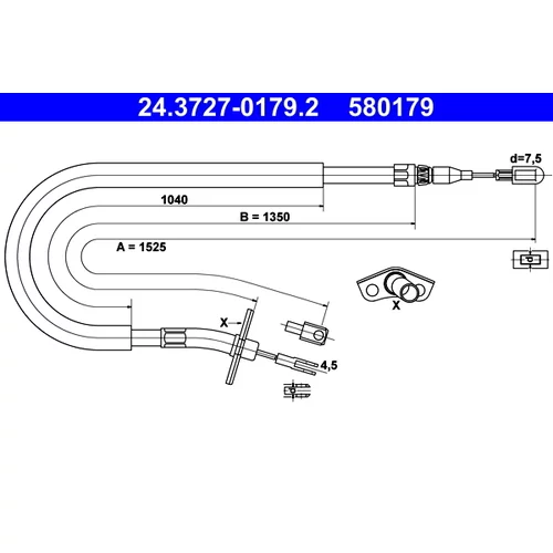 Ťažné lanko parkovacej brzdy ATE 24.3727-0179.2