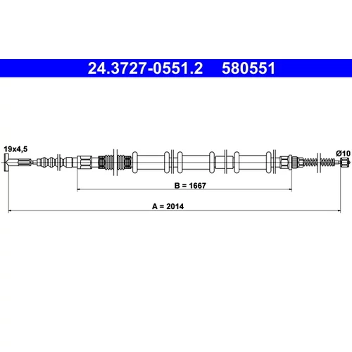 Ťažné lanko parkovacej brzdy ATE 24.3727-0551.2