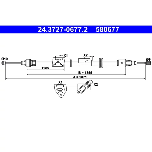 Ťažné lanko parkovacej brzdy ATE 24.3727-0677.2