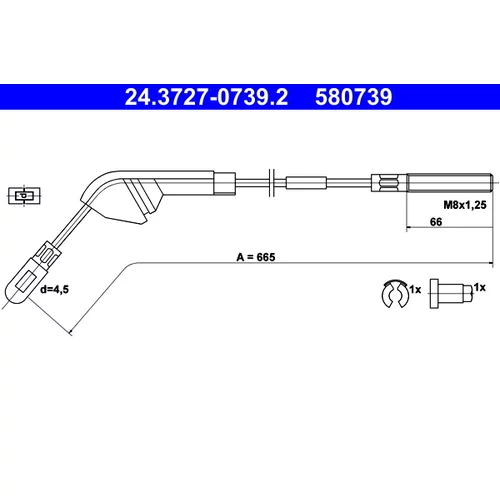 Ťažné lanko parkovacej brzdy ATE 24.3727-0739.2