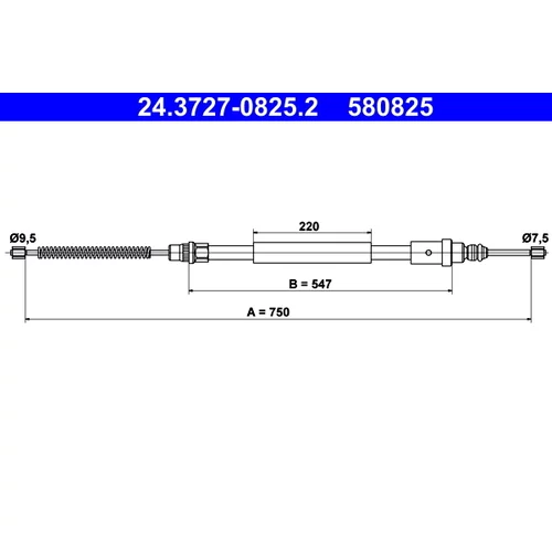 Ťažné lanko parkovacej brzdy ATE 24.3727-0825.2