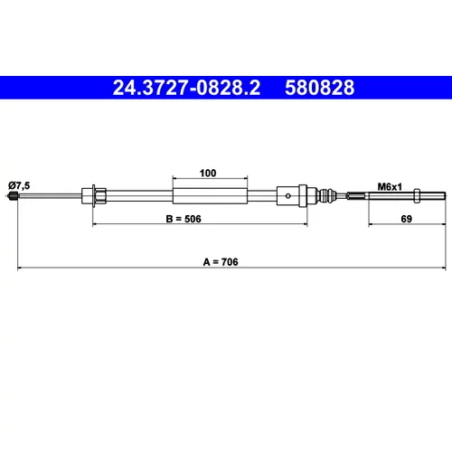 Ťažné lanko parkovacej brzdy ATE 24.3727-0828.2