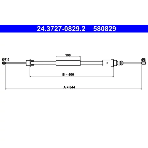 Ťažné lanko parkovacej brzdy ATE 24.3727-0829.2