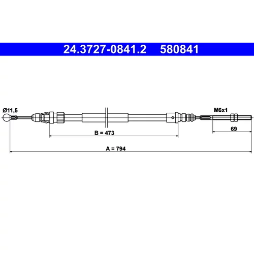 Ťažné lanko parkovacej brzdy ATE 24.3727-0841.2