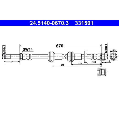 Brzdová hadica ATE 24.5140-0670.3