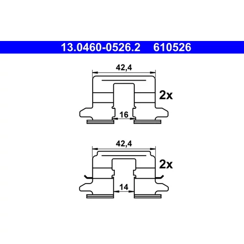 Sada príslušenstva obloženia kotúčovej brzdy ATE 13.0460-0526.2
