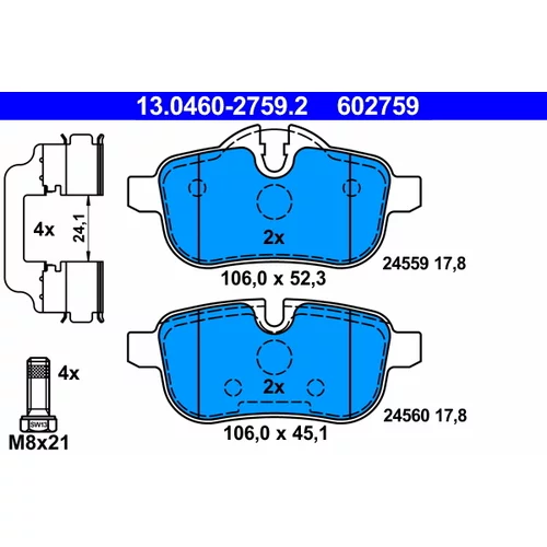 Sada brzdových platničiek kotúčovej brzdy ATE 13.0460-2759.2