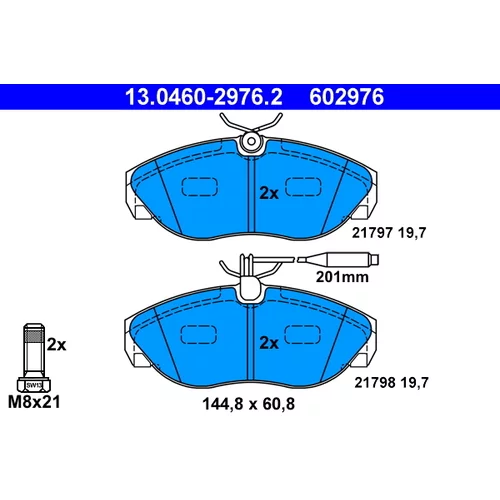 Sada brzdových platničiek kotúčovej brzdy ATE 13.0460-2976.2