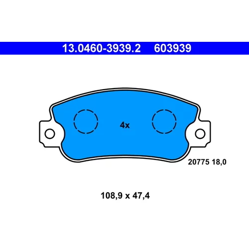 Sada brzdových platničiek kotúčovej brzdy ATE 13.0460-3939.2