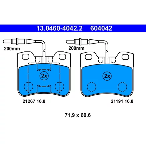 Sada brzdových platničiek kotúčovej brzdy ATE 13.0460-4042.2