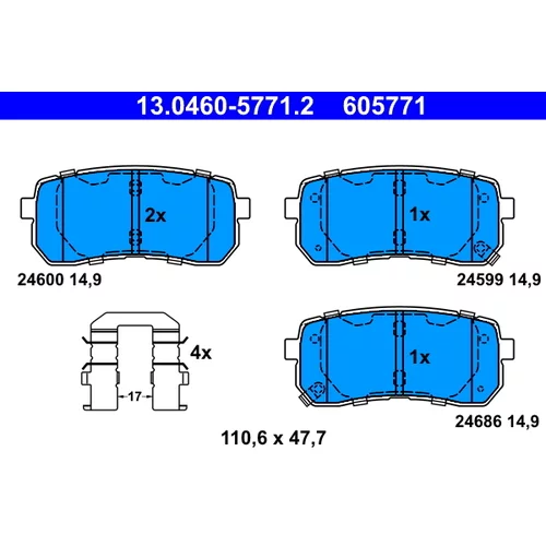 Sada brzdových platničiek kotúčovej brzdy ATE 13.0460-5771.2