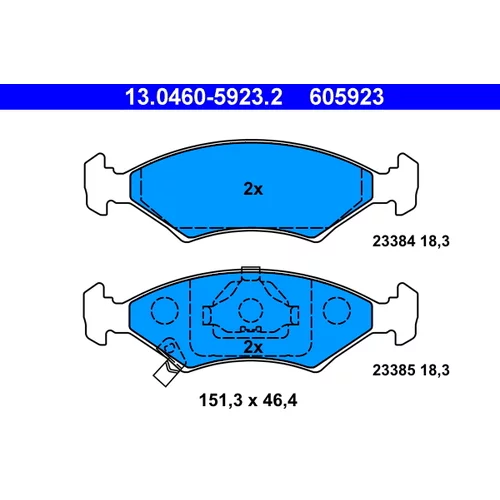 Sada brzdových platničiek kotúčovej brzdy ATE 13.0460-5923.2