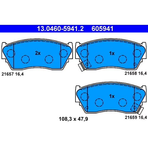 Sada brzdových platničiek kotúčovej brzdy ATE 13.0460-5941.2