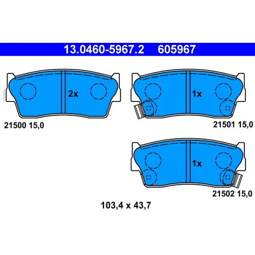 Sada brzdových platničiek kotúčovej brzdy ATE 13.0460-5967.2