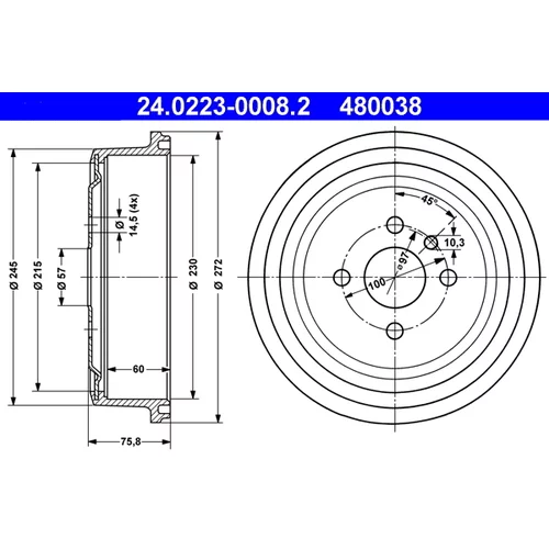 Brzdový bubon ATE 24.0223-0008.2