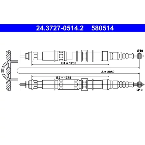 Ťažné lanko parkovacej brzdy ATE 24.3727-0514.2