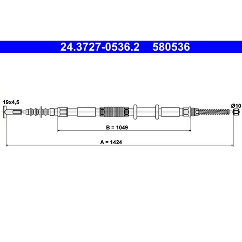 Ťažné lanko parkovacej brzdy ATE 24.3727-0536.2