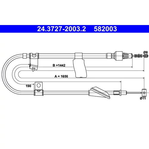 Ťažné lanko parkovacej brzdy ATE 24.3727-2003.2