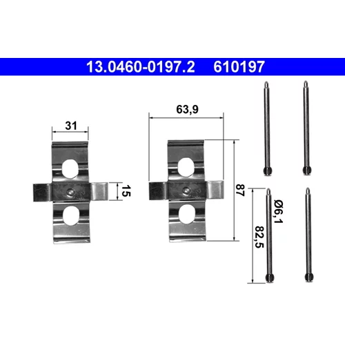 Sada príslušenstva obloženia kotúčovej brzdy ATE 13.0460-0197.2