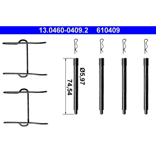 Sada príslušenstva obloženia kotúčovej brzdy ATE 13.0460-0409.2