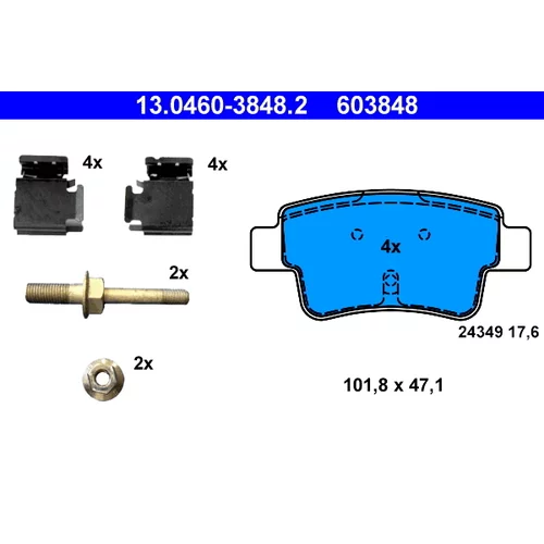 Sada brzdových platničiek kotúčovej brzdy ATE 13.0460-3848.2