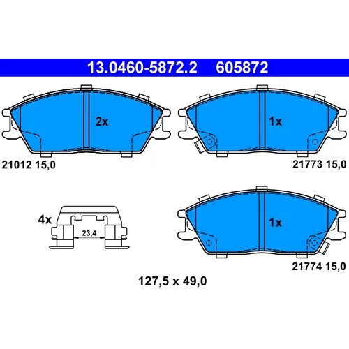 Sada brzdových platničiek kotúčovej brzdy 13.0460-5872.2 /ATE/