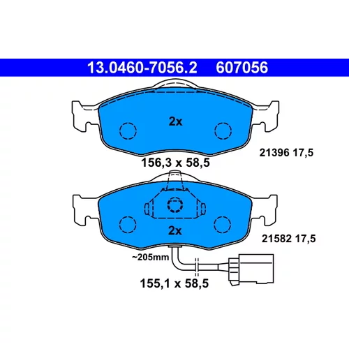 Sada brzdových platničiek kotúčovej brzdy ATE 13.0460-7056.2