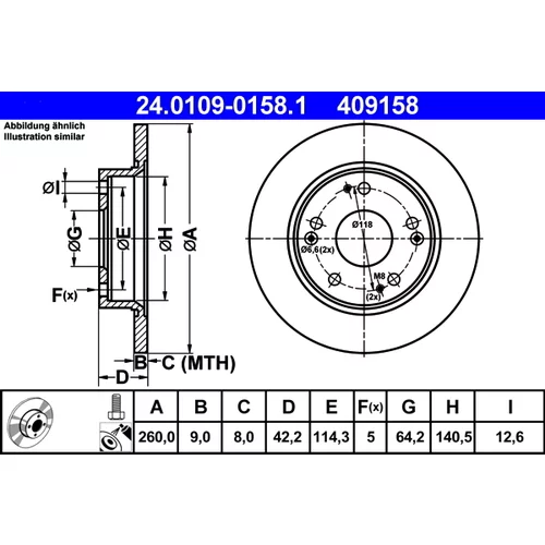 Brzdový kotúč ATE 24.0109-0158.1