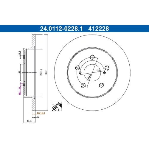 Brzdový kotúč ATE 24.0112-0228.1