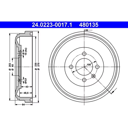 Brzdový bubon ATE 24.0223-0017.1