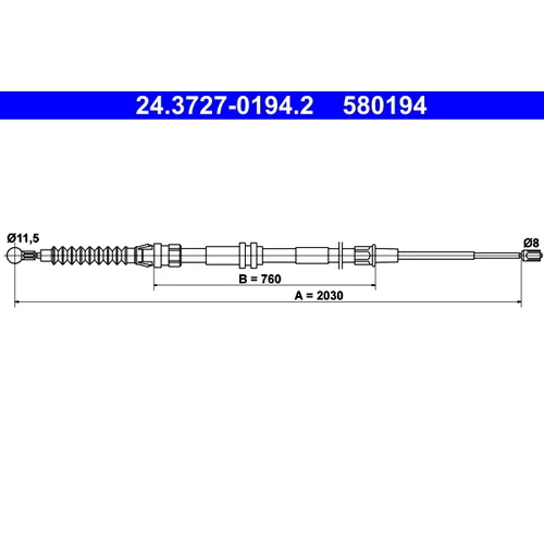 Ťažné lanko parkovacej brzdy ATE 24.3727-0194.2