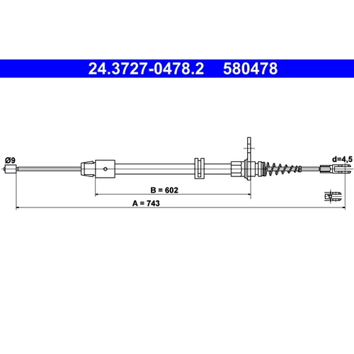 Ťažné lanko parkovacej brzdy ATE 24.3727-0478.2