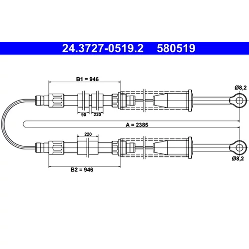 Ťažné lanko parkovacej brzdy ATE 24.3727-0519.2