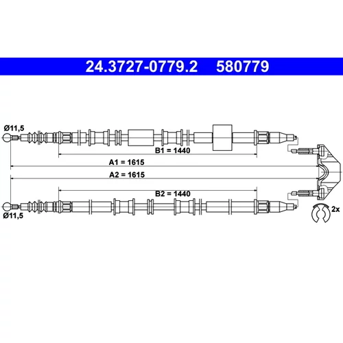 Ťažné lanko parkovacej brzdy ATE 24.3727-0779.2