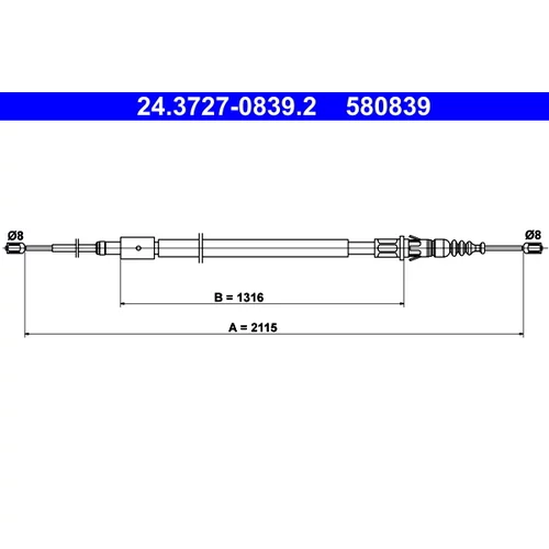 Ťažné lanko parkovacej brzdy ATE 24.3727-0839.2