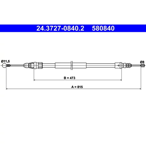 Ťažné lanko parkovacej brzdy ATE 24.3727-0840.2