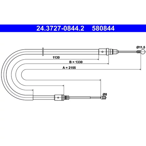 Ťažné lanko parkovacej brzdy ATE 24.3727-0844.2
