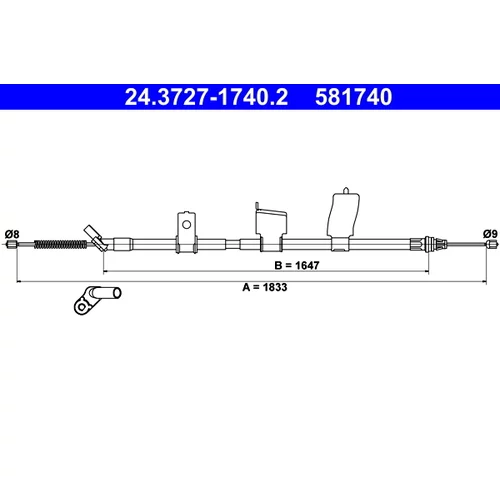 Ťažné lanko parkovacej brzdy ATE 24.3727-1740.2