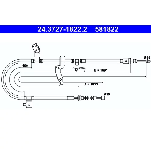 Ťažné lanko parkovacej brzdy ATE 24.3727-1822.2