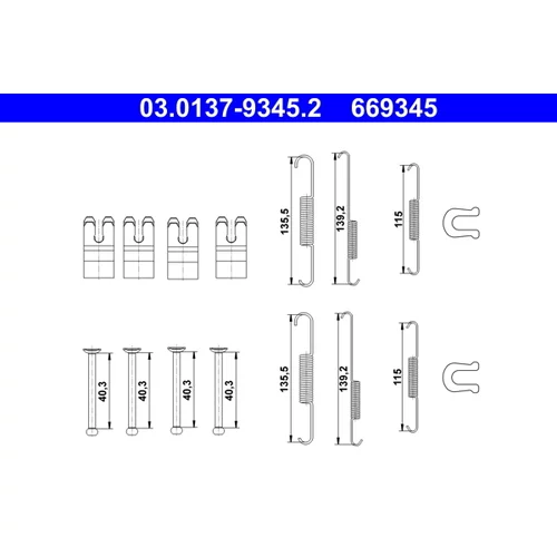 Sada príslušenstva brzdovej čeľuste ATE 03.0137-9345.2