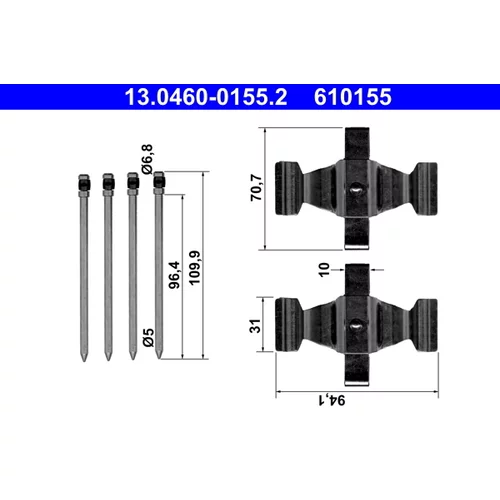 Sada príslušenstva obloženia kotúčovej brzdy ATE 13.0460-0155.2