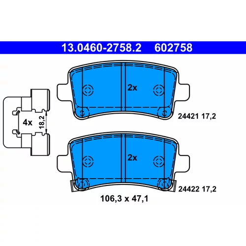 Sada brzdových platničiek kotúčovej brzdy ATE 13.0460-2758.2