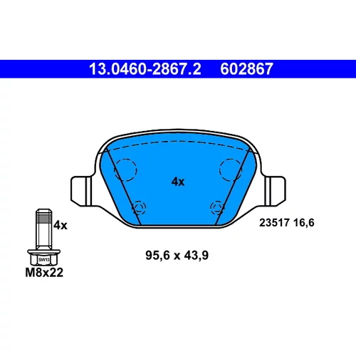 Sada brzdových platničiek kotúčovej brzdy ATE 13.0460-2867.2