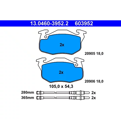 Sada brzdových platničiek kotúčovej brzdy ATE 13.0460-3952.2