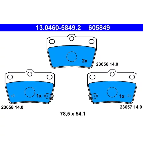Sada brzdových platničiek kotúčovej brzdy ATE 13.0460-5849.2