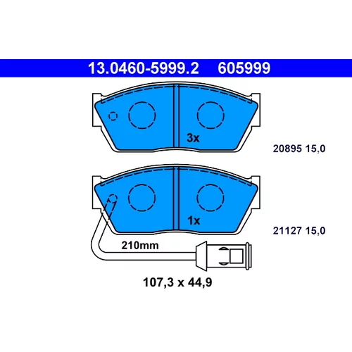 Sada brzdových platničiek kotúčovej brzdy ATE 13.0460-5999.2