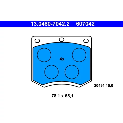 Sada brzdových platničiek kotúčovej brzdy ATE 13.0460-7042.2