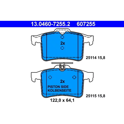 Sada brzdových platničiek kotúčovej brzdy ATE 13.0460-7255.2