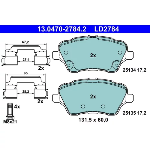 Sada brzdových platničiek kotúčovej brzdy 13.0470-2784.2 /ATE/