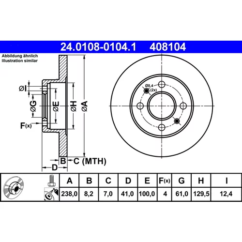 Brzdový kotúč ATE 24.0108-0104.1